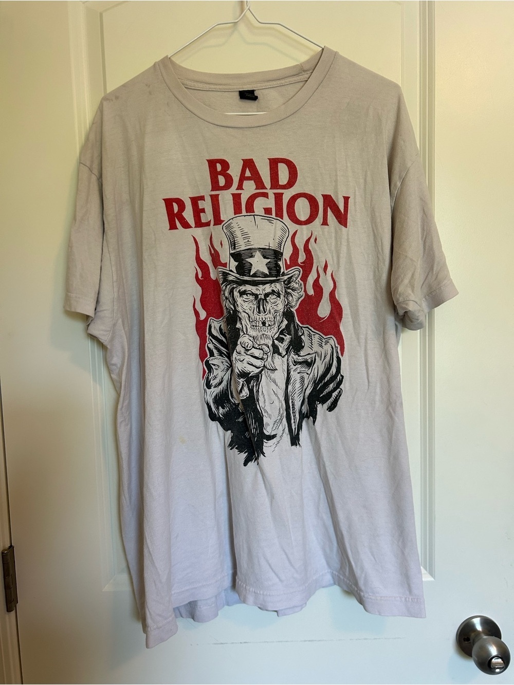 Off white Tee with Red Bad Religion Graphic